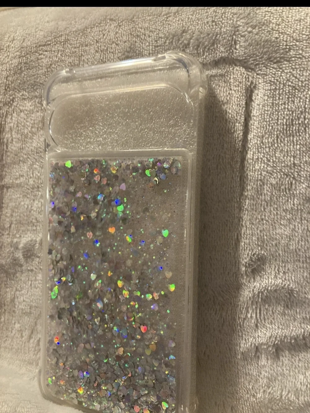 NWT Google Pixel 10 Pro XL Liquid Glitter Case Silver Holographic Heart Heavy Du